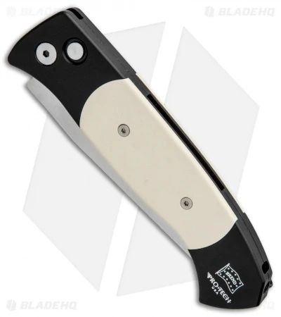Pro-Tech Brend 3 Medium Tuxedo Automatic Knife Ivory Micarta (3.75" Satin) 2 Pro-Tech Brend 3 Medium Tuxedo Automatic Knife Ivory Micarta (3.75" Satin) - Image 2
