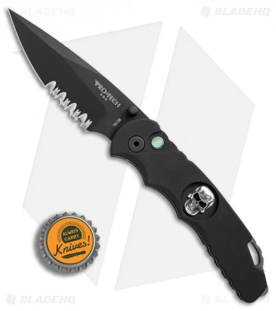 Pro-Tech Lerch TR-5 Skull Custom Spring Assisted Knife Black (3.25" Black Serr) 4 Pro-Tech Lerch TR-5 Skull Custom Spring Assisted Knife Black (3.25" Black Serr) - Image 4