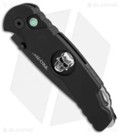 Pro-Tech Lerch TR-5 Skull Custom Spring Assisted Knife Black (3.25" Black Serr) 6 Pro-Tech Lerch TR-5 Skull Custom Spring Assisted Knife Black (3.25" Black Serr) -Knife Discounts Store Protech Lerch TR 5 skull custom black black serr BHQ 74506 er spine