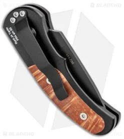 Pro-Tech Runt J4 Tanto Automatic Knife Box Elder Burl (1.94" Black) 5407-DB -Knife Discounts Store Protech Runt J4 Tanto Auto Box Elder Burl Black 5407 DB BHQ 94937 jr side