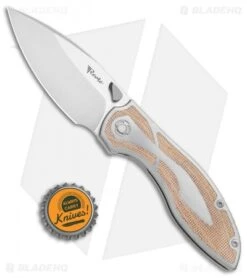 Reate Knives Reate Iron Frame Lock Knife W/ Thumb Stud Brown Micarta (3.25" Satin) -Knife Discounts Store Reate Iron FL Thumb Stud Brown Micarta Satin BHQ 111124 jr bottlecap