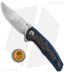 Reate Knives Reate J.A.C.K. Integral Knife Blue Ti/Marble Carbon Fiber (3.94" Damasteel) 7 Reate Knives Reate J.A.C.K. Integral Knife Blue Ti/Marble Carbon Fiber (3.94" Damasteel) -Knife Discounts Store Reate J.A.C.K. Integral Blue Ti Marble CF Damasteel BHQ 87836 jr bottlecap