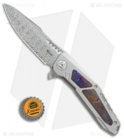 Reate Knives Reate K-3 Frame Lock Flipper Knife Ti/Mokuti (3.875" Damasteel) -Knife Discounts Store Reate K 3 ti mokuti damasteel BHQ 74978 jr bottlecap