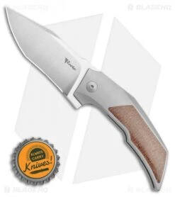 Reate Knives Bharucha T3000 Frame Lock Knife Brown Micarta/Ti (3" Satin) -Knife Discounts Store Reate Knives Bharucha T3000 Frame Lock Knife Brown Micarta Ti 3in Satin BHQ 115093 LS Bottlecap