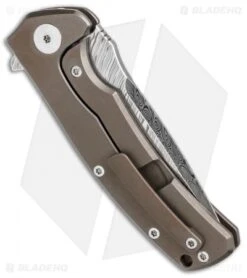 Reate Knives Mini Horizon-D Frame Lock Knife CF/Bronze Ti (3.4" Damasteel) -Knife Discounts Store Reate Knives Mini Horizon D Bronze CF Damasteel BHQ 78532 jr side
