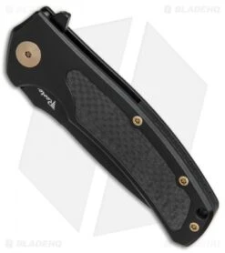 Reate Knives Mini Horizon-D Knife Black Ti W/Carbon Fiber Inlay (3.4" Black) -Knife Discounts Store Reate Knives Mini Horizon D black Ti carbon fiber inlay black BHQ 78527 er spine