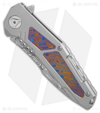 Reate Knives Reate K-3 Tanto Frame Lock Flipper Knife Ti/Mokuti (3.875" Damasteel) 2 Reate Knives Reate K-3 Tanto Frame Lock Flipper Knife Ti/Mokuti (3.875" Damasteel) - Image 2