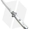 SKM AB 9" Italian Stiletto Automatic Knife White Pearlex (3.8" Satin Dagger)