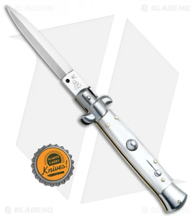 SKM AB 9" Italian Stiletto Automatic Knife White Pearlex (3.8" Satin Dagger) 4 SKM AB 9" Italian Stiletto Automatic Knife White Pearlex (3.8" Satin Dagger) - Image 4