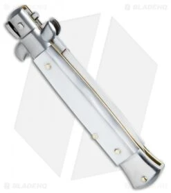 SKM AB 9" Italian Stiletto Automatic Knife White Pearlex (3.8" Satin Dagger) 6 SKM AB 9" Italian Stiletto Automatic Knife White Pearlex (3.8" Satin Dagger) -Knife Discounts Store SKM AB Italian Stiletto White Pearlex Dagger Satin BHQ 51170 jr side