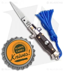 SKM Italian Stiletto Keychain Automatic Knife Brown/Blue (1.125" Satin) -Knife Discounts Store SKM Italian Stiletto Keychain Auto Brown Blue Satin BHQ 102945 jr bottlecap