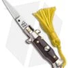 SKM Italian Stiletto Keychain Automatic Knife Brown/Yellow (1.125" Satin)