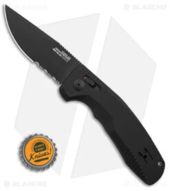 SOG Knives SOG-TAC AU Automatic Knife Black Aluminum (3.4" Black Serr) -Knife Discounts Store SOG Knives TAC AU Automatic Knife Black 3in Black Serr BHQ 119259 td size
