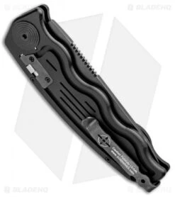 SOG-TAC Tanto Automatic Knife Black Aluminum (3.5" Black Serr) ST-04 -Knife Discounts Store SOG TAC Tanto Auto Black Aluminum Black Serr ST 04 BHQ 2598 jr side