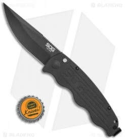 SOG Tac Ops Automatic Knife Black Canvas Micarta (3.5" S35VN Black) -Knife Discounts Store SOG Tac Ops Auto Black Canvas Micarta Black TO1011 BX BHQ 52251 jr bottlecap