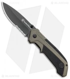 S&W S.A. Thumb Stud Spring Assisted Knife OD Green Aluminum (3.5" Black)
