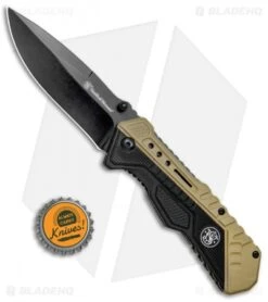 Smith & Wesson Spring Assisted Knife Black & Tan (3.3" Black) 1084302 -Knife Discounts Store Smith Wesson SA Black and Tan Black 1084302 BHQ 80708 jr bottlecap 1