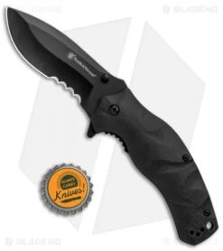 Smith & Wesson Black Ops Recurve Spring Assisted Knife (3.25" Black) -Knife Discounts Store Smith and Wesson Black Ops Recurve G 10 Handle Black BHQ 125114 jr bottlecap