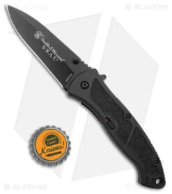 Smith & Wesson Large SWAT MAGIC Spring Assist Knife (3.75" Black Plain) SWATLB -Knife Discounts Store Smith and Wesson Large SWAT MAGIC SA Black Plain BHQ 2789 jr bottlecap