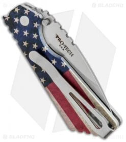 Strider + Pro-Tech PT Automatic Knife Custom PK Ano Vintage USA Flag (2.75" SW ) -Knife Discounts Store Strider Protech PT Auto Custom PK Anodized Vintage USA Flag 23USA 3 BHQ 84940 jr side