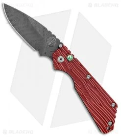 Strider + Pro-Tech SnG Automatic Knife Red Grain Micarta (3.5" Damascus)