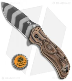 Zero Tolerance 0350 A/O Knife Hyena Brown G-10 (3.25" Tiger Stripe) -Knife Discounts Store Zero Tolerance LL Yyena Brown Zebra Blade BHQ 135425 jr bottlecap5D
