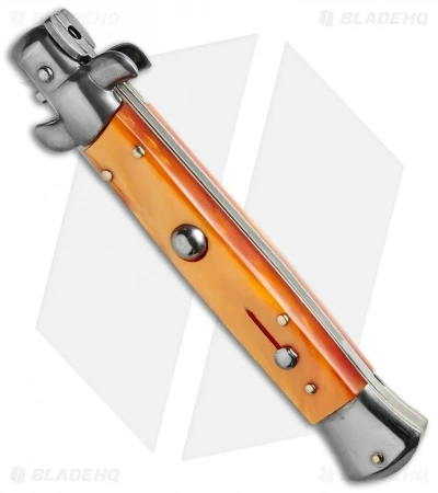 SKM 9" Italian Stiletto Automatic Knife Orange Pearlex (4" Satin Dagger) 3 SKM 9" Italian Stiletto Automatic Knife Orange Pearlex (4" Satin Dagger) - Image 3