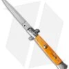 SKM 9" Italian Stiletto Automatic Knife Orange Pearlex (4" Satin Dagger)