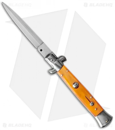 SKM 9" Italian Stiletto Automatic Knife Orange Pearlex (4" Satin Dagger) 1 SKM 9" Italian Stiletto Automatic Knife Orange Pearlex (4" Satin Dagger)