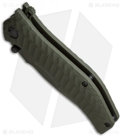 HTM Darrel Ralph Gun Hammer Bowie Spring Assisted Knife OD Green (3.5" OD Green) 2 HTM Darrel Ralph Gun Hammer Bowie Spring Assisted Knife OD Green (3.5" OD Green) - Image 2