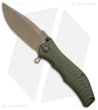 HTM Darrel Ralph Gun Hammer Bowie Spring Assisted Knife OD Green (3.5" FDE) 1 HTM Darrel Ralph Gun Hammer Bowie Spring Assisted Knife OD Green (3.5" FDE)