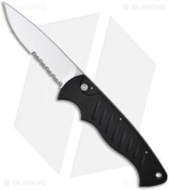 Piranha Black P-1 Pocket Automatic Knife (3.2" Mirror Serr)