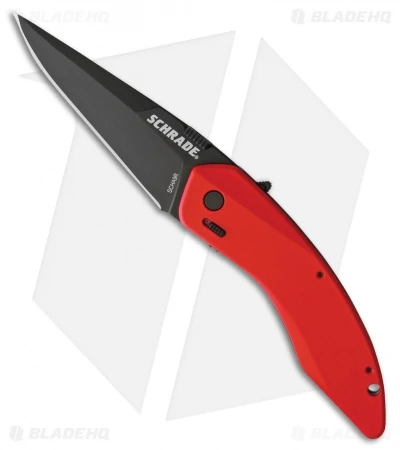 Schrade Landshark Spring Assisted Knife Red Aluminum (3" Black) SCHA9R 1 Schrade Landshark Spring Assisted Knife Red Aluminum (3" Black) SCHA9R
