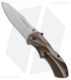Schrade SCHA7BRS Clip Point Spring Assisted Knife Brown (3.25" Bead Blast Serr)