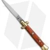 SKM AB 9" Italian Stiletto Automatic Knife Brass/Rosewood (4" Satin Flat)