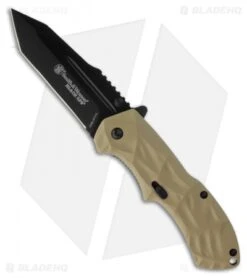 Smith & Wesson Black Ops SWBLOP3TD Tan Spring Assisted Tanto Knife (3.35" Plain)